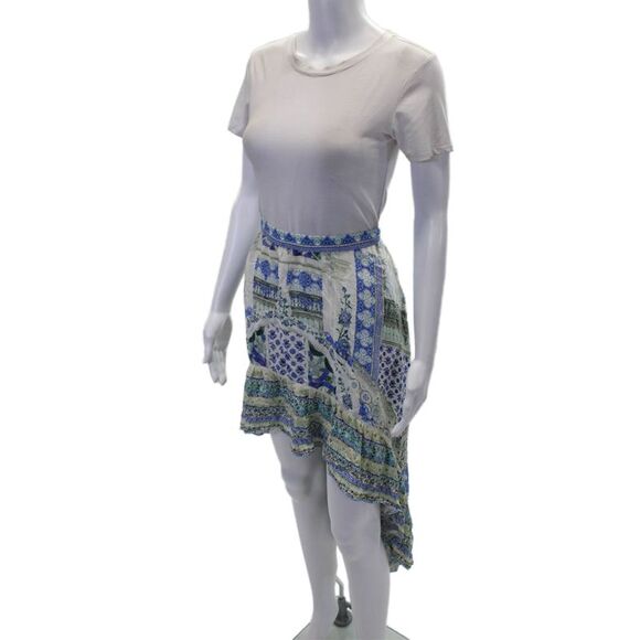 Camilla Womens Floral Pockets Hi-Low A-line Skirt Blue Multi Size Large - Picture 2 of 4